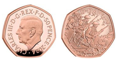 50 pence (80 aniversario de la invasión de Normandía)