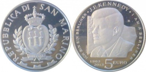 5 euro (50 Aniversario de la Muerte de John Fitzgerald Kennedy)