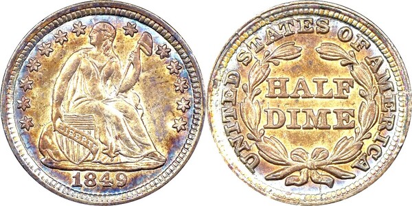 1/2 dime (Seated Liberty) 1849 Estados Unidos | Foronum