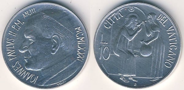 10 liras (Juan Pablo II)