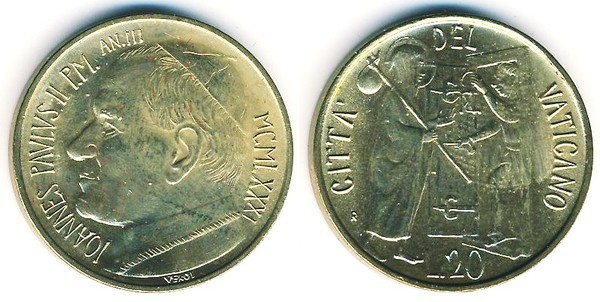 20 liras (Juan Pablo II)